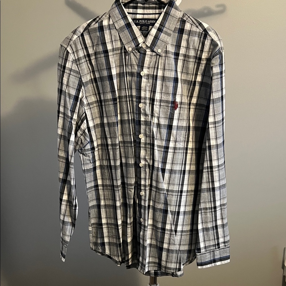 U.S. Polo Assn. Men's Checkered Shirt - Black, White, and Gray